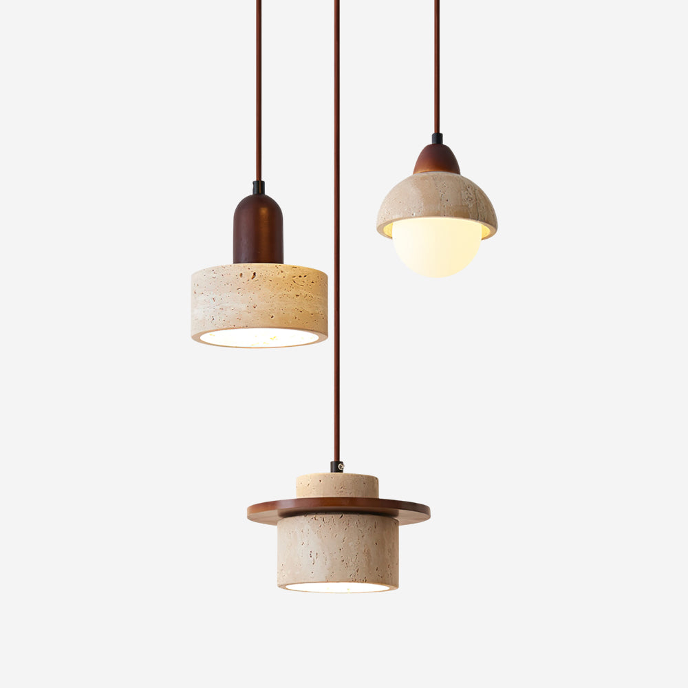 Selora Multi-Light Travertine Pendant Set