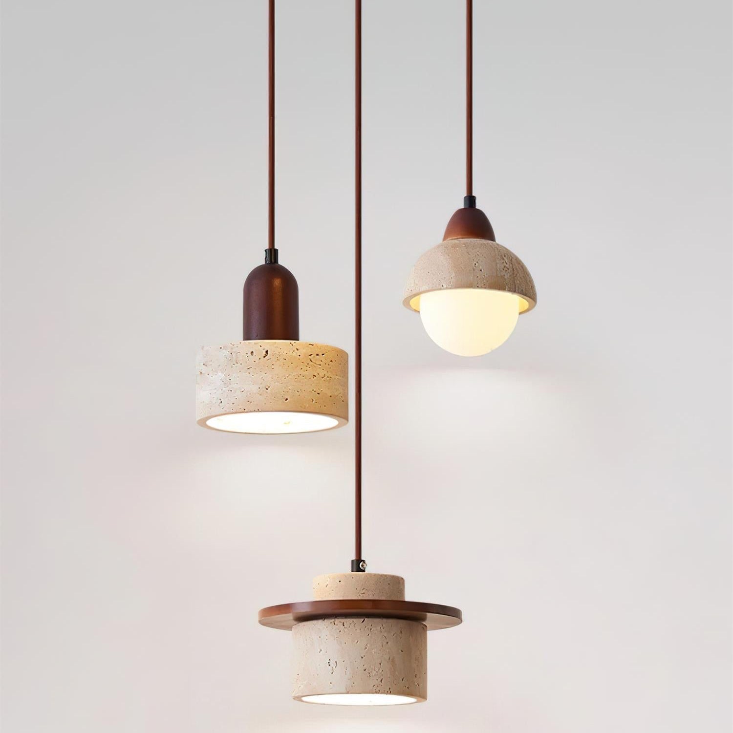 Selora Multi-Light Travertine Pendant Set