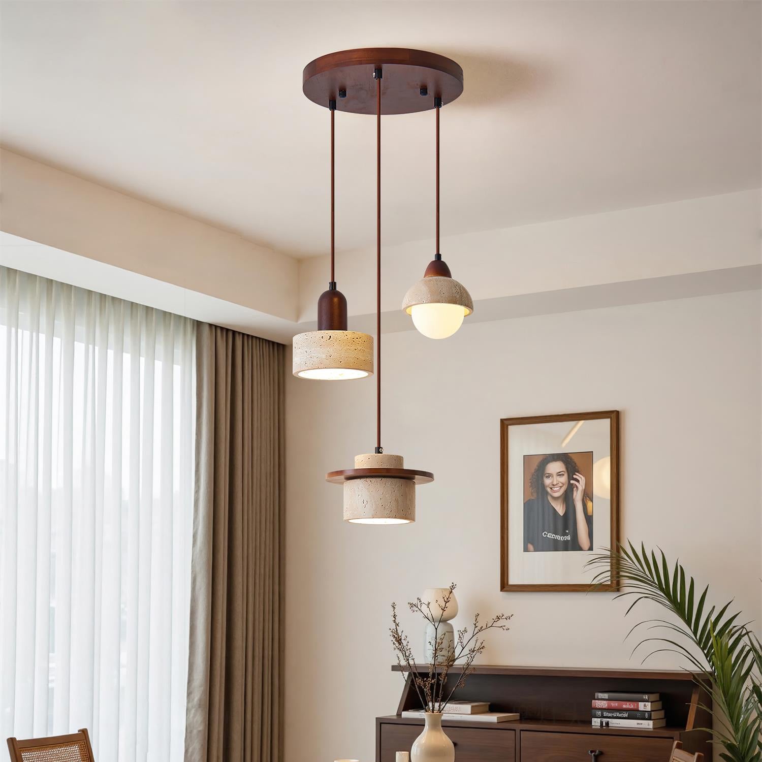 Selora Multi-Light Travertine Pendant Set