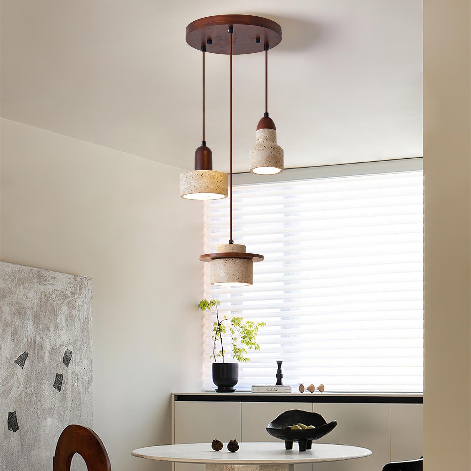 Selora Multi-Light Travertine Pendant Set