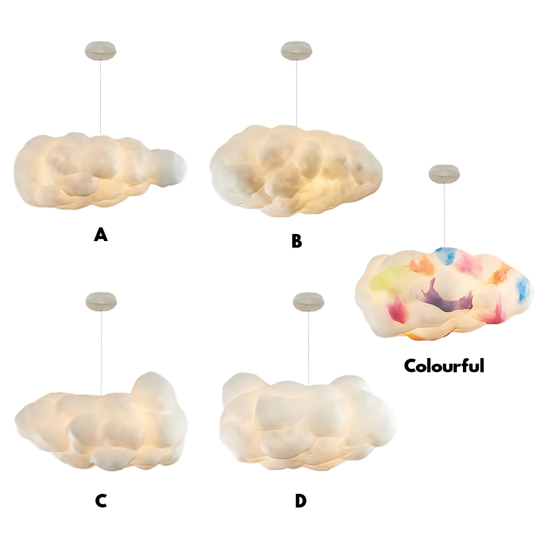 Aureon cloud pendant light Cloud X style, white fabric shade detail view