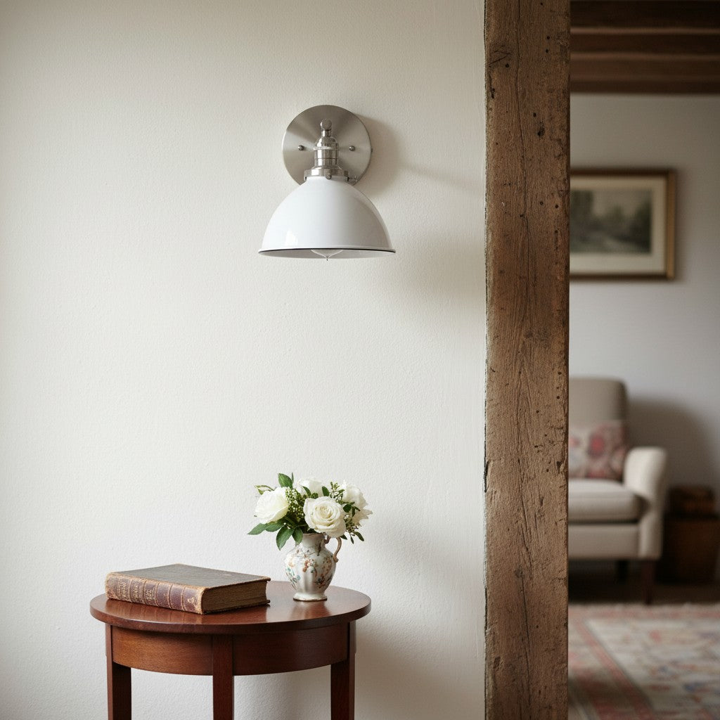 Vantara Conique Wall Sconce – White Metal Shade Light for Modern Interiors
