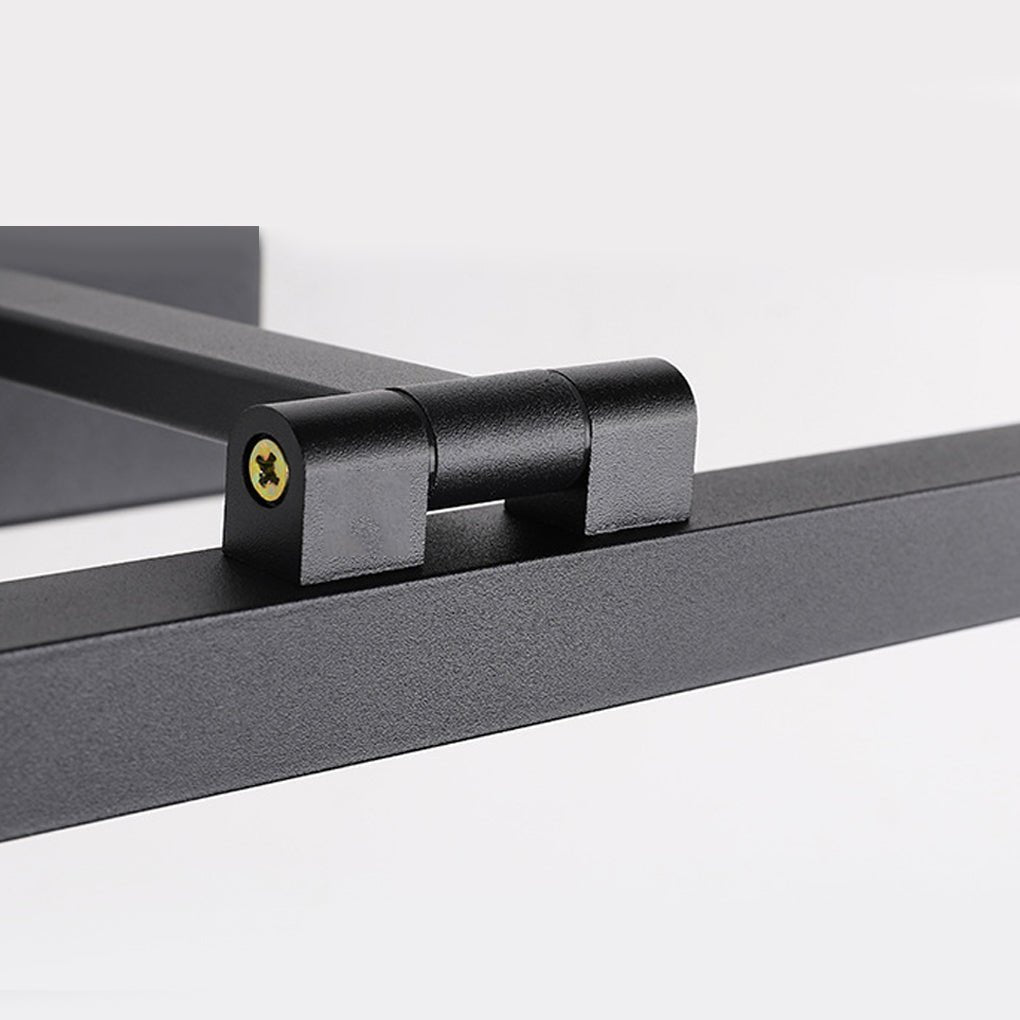 Rotatable LED vanity light bar in black, adjustable beam direction above bathroom mirror