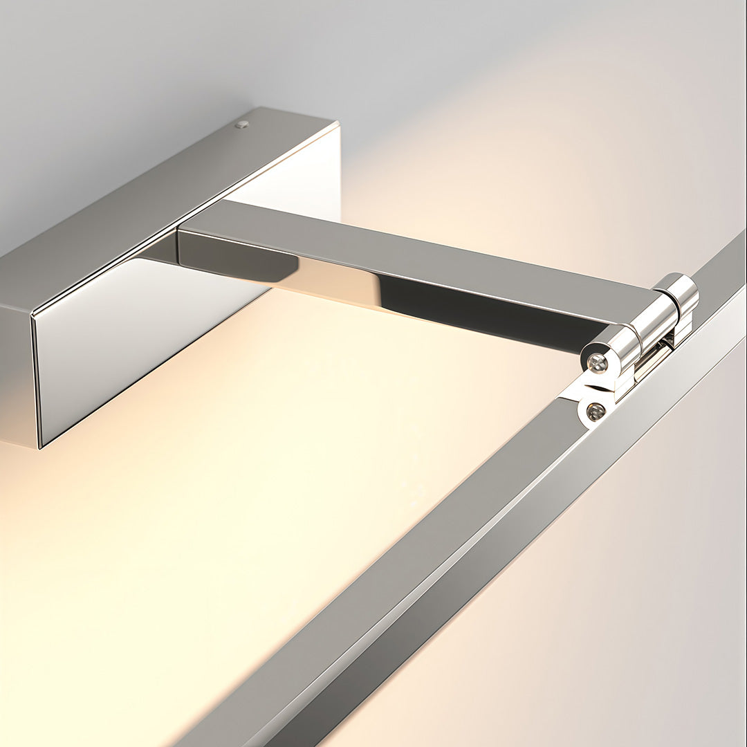 Underside view of the Viora LED vanity light bar showing acrylic LED strip diffuser