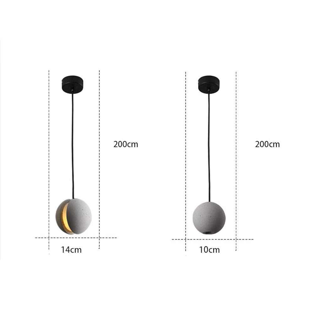 Aureon modern sphere pendant light in matte cement finish, entry and hallway placement