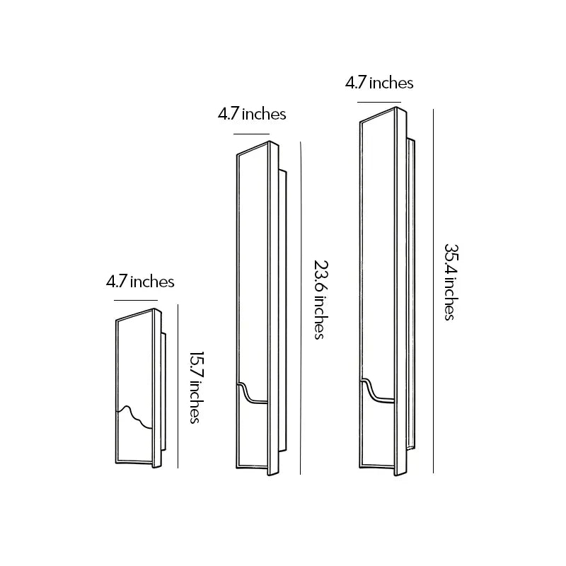 Niva marble wall light dimension diagram, three sizes shown with measurements