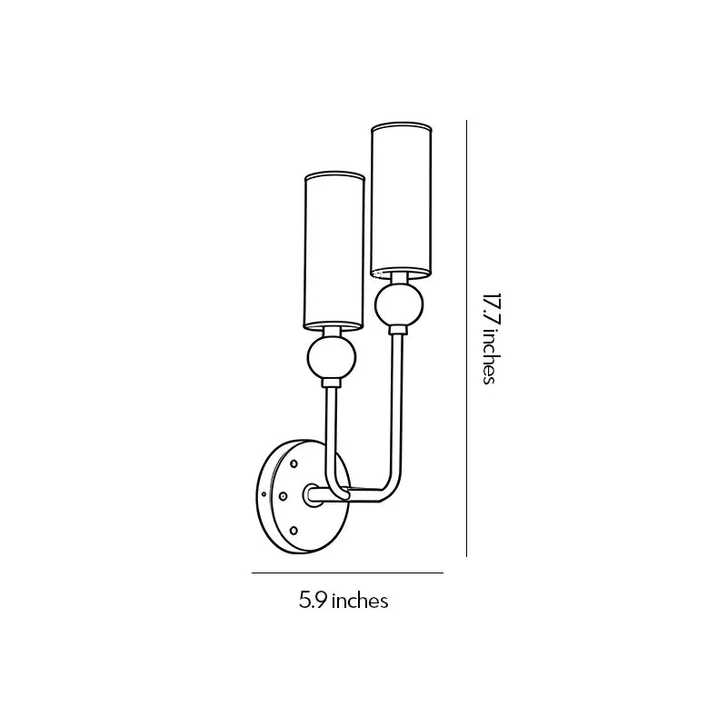 Niva double wall sconce dimension diagram showing width, depth and height measurements