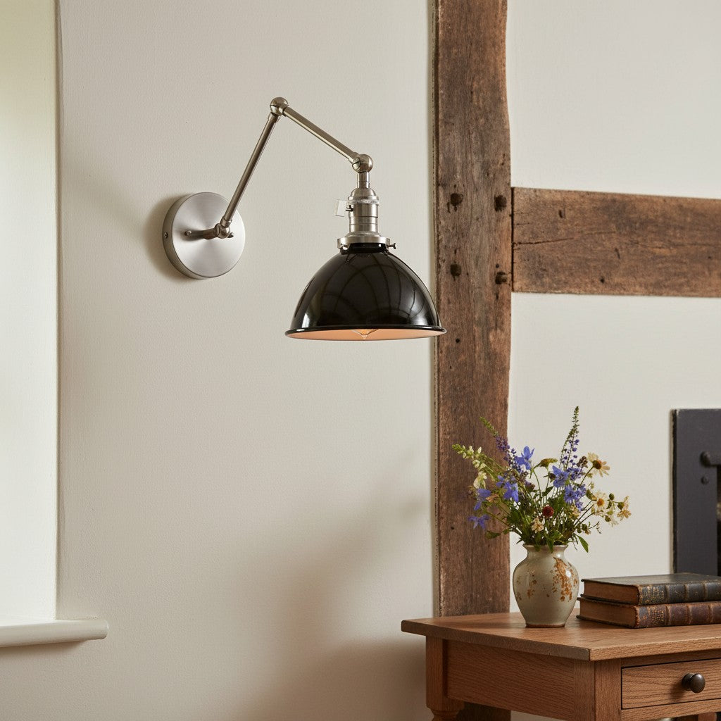 Vantara Conique Adjustable Wall Sconce – Vintage Industrial Metal Wall Light for Bedroom, Living Room & Hallway