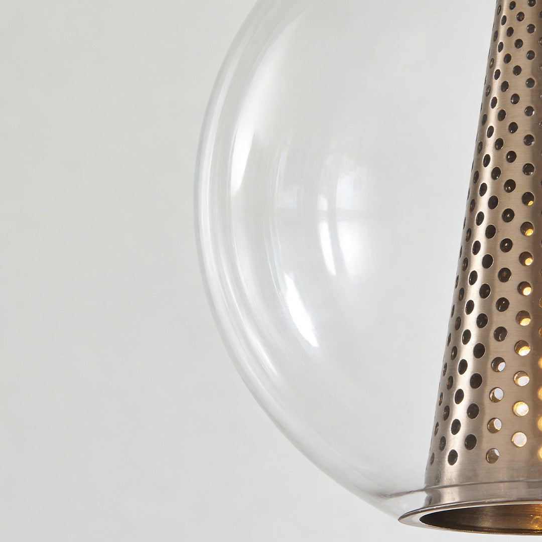 Aureon clear glass globe pendant light isolated view showing transparent spherical shade