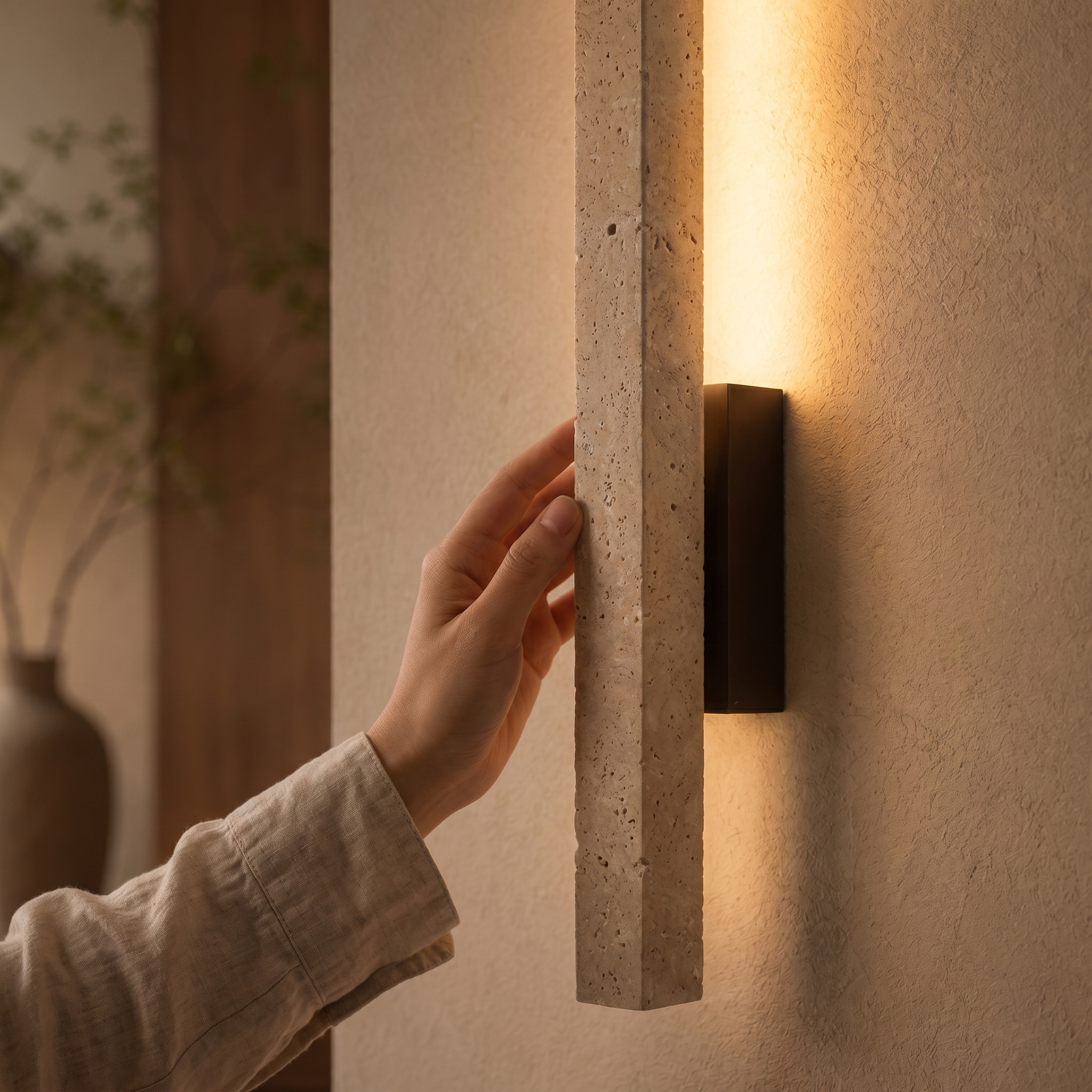 Elowen Slim Travertine Wall Lamp