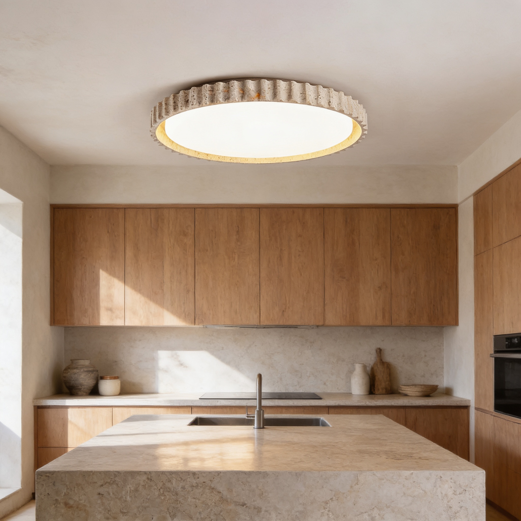 Mira Travertine Ring Ceiling Light