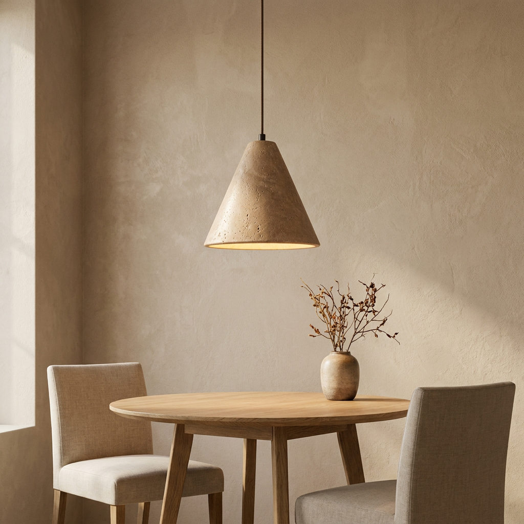 Valina Conical Travertine Pendant Light