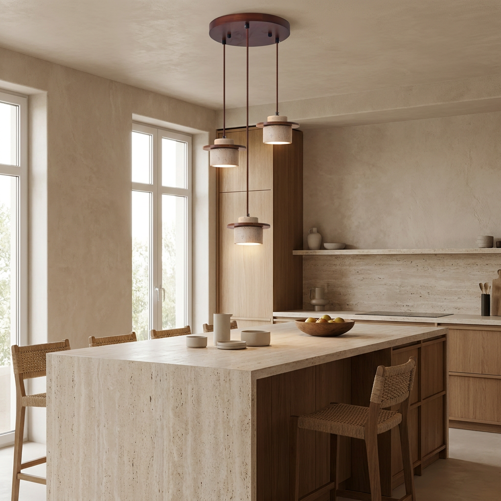 Selora Multi-Light Travertine Pendant Set
