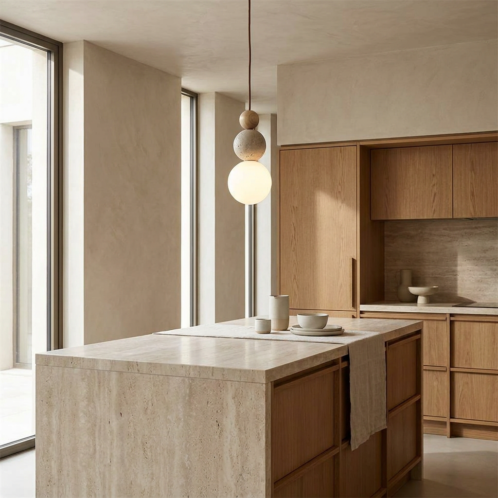 Alina Travertine Globe Pendant Light