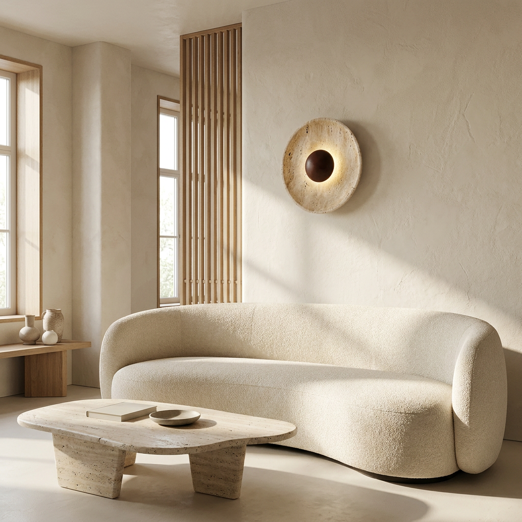 Solene Sun Travertine Wall Lamp