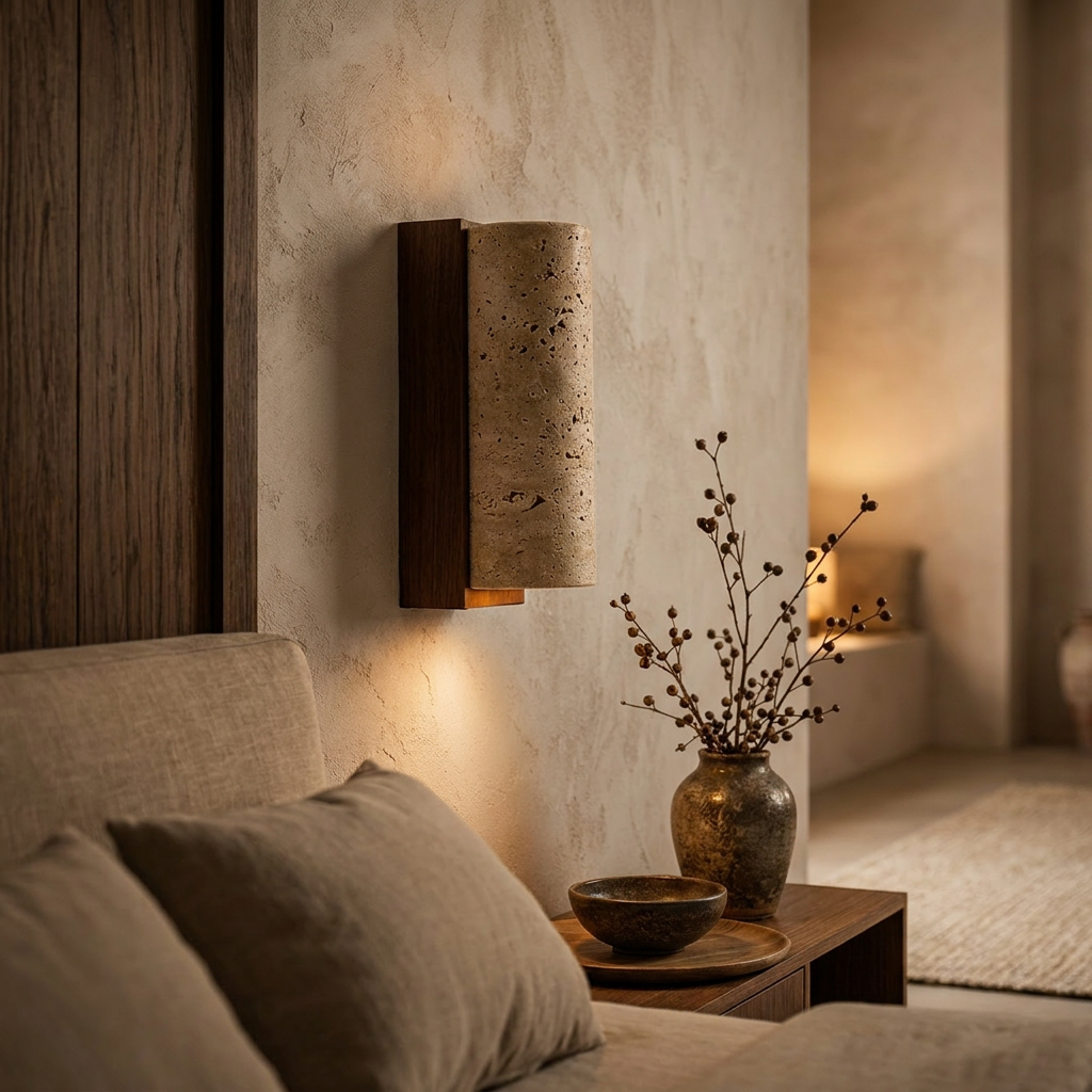 Liora Natural Travertine Wall Lamp