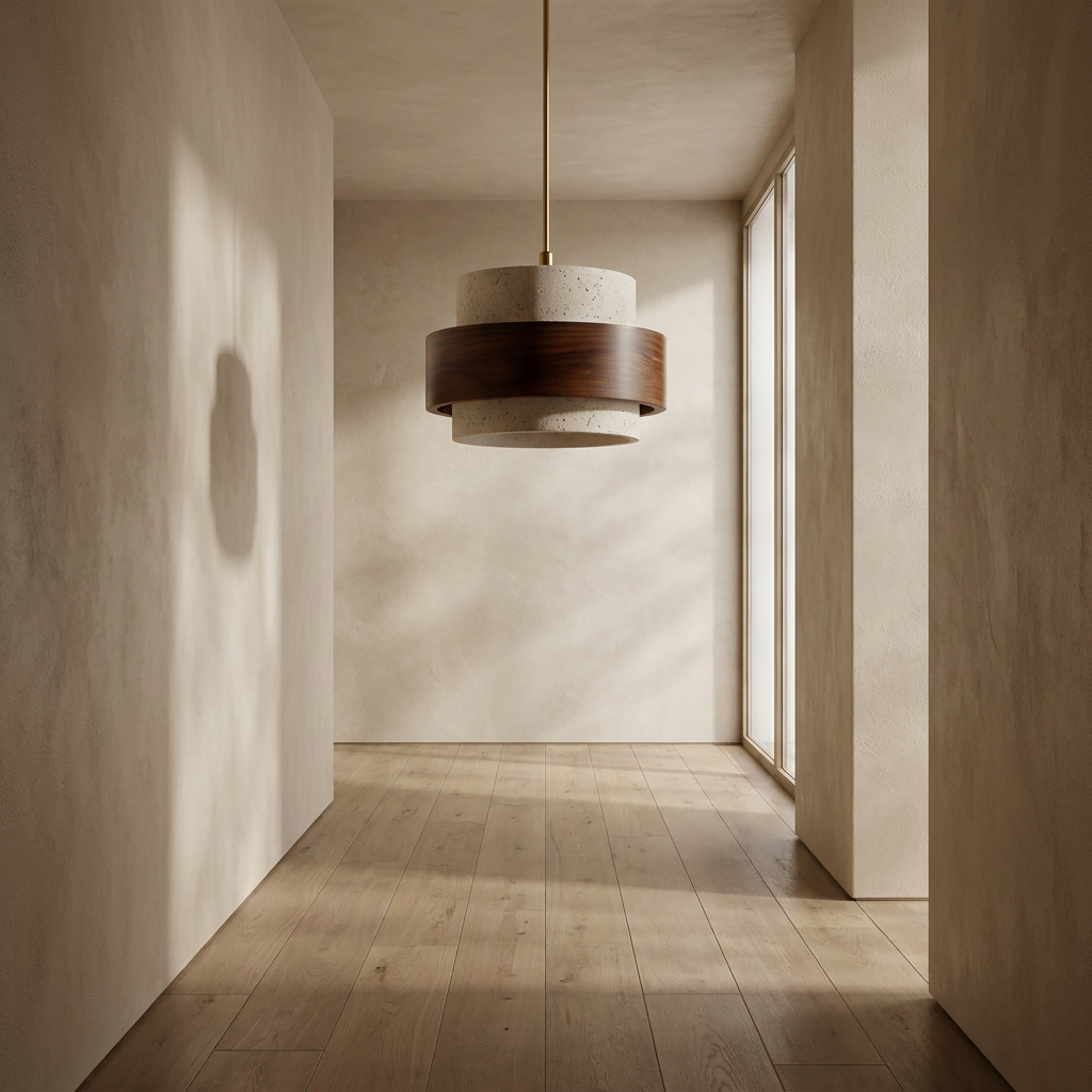 Evara Travertine Wood Pendant Lamp