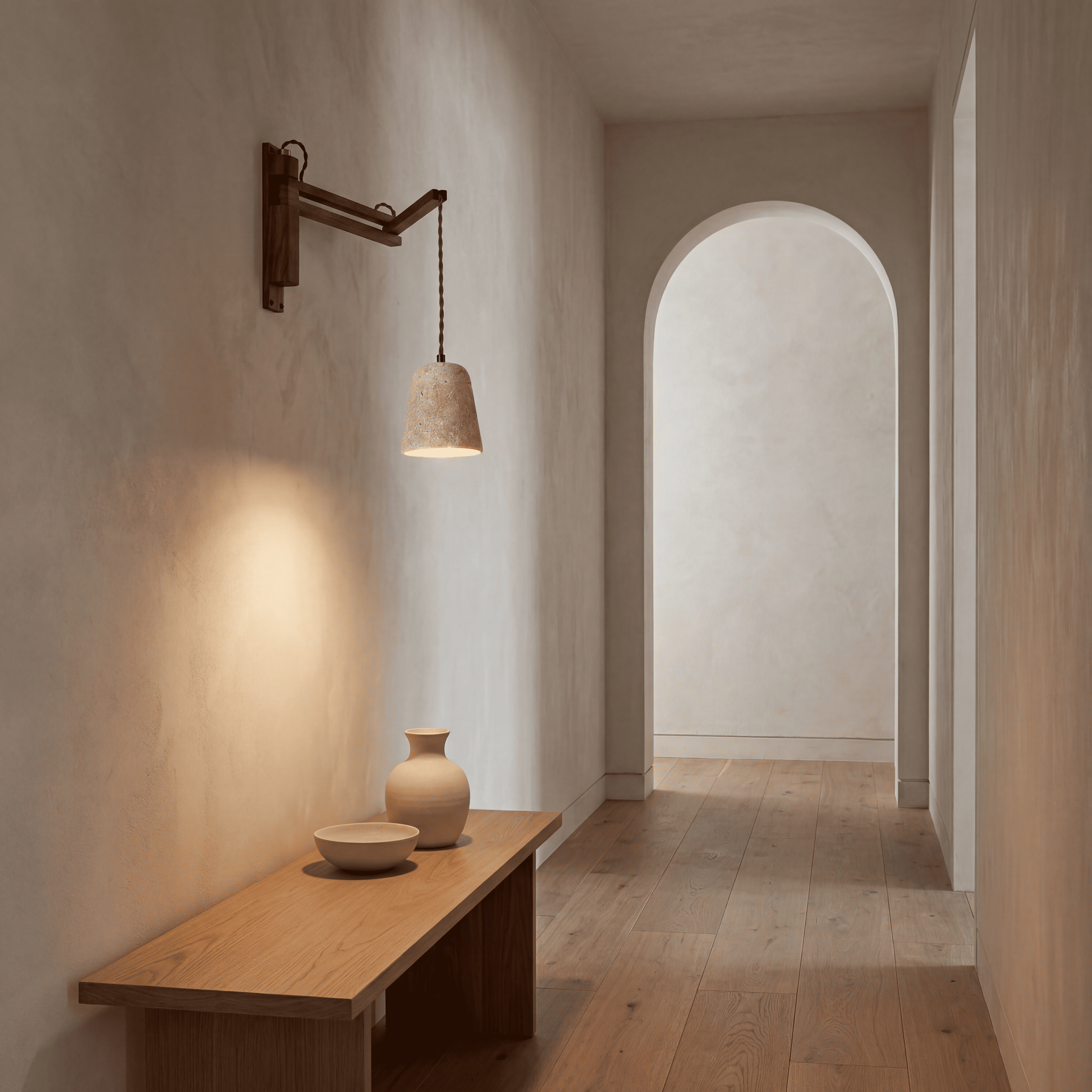 Sora Travertine Adjustable Wall Light