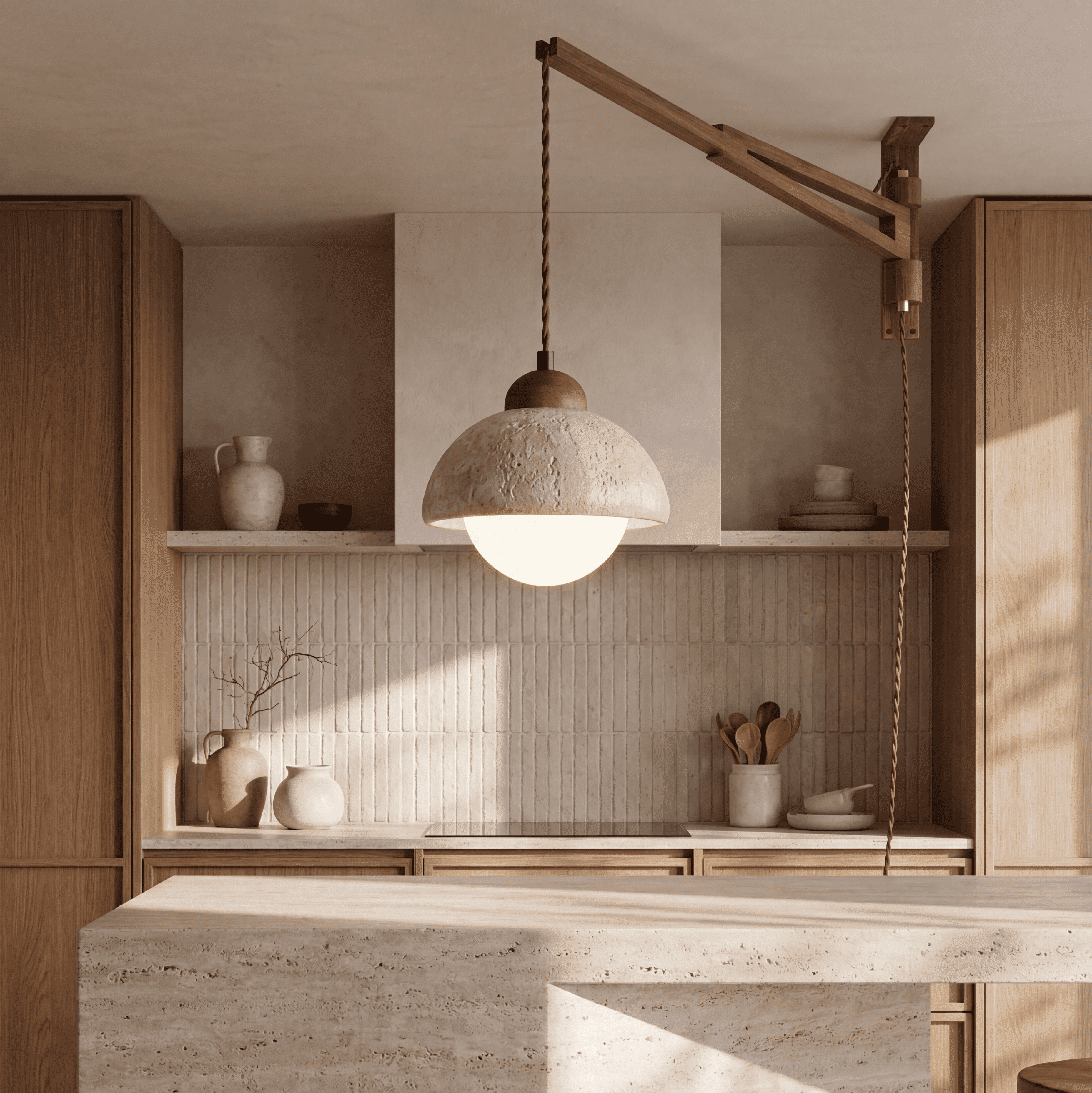 Sora Travertine Adjustable Wall Light