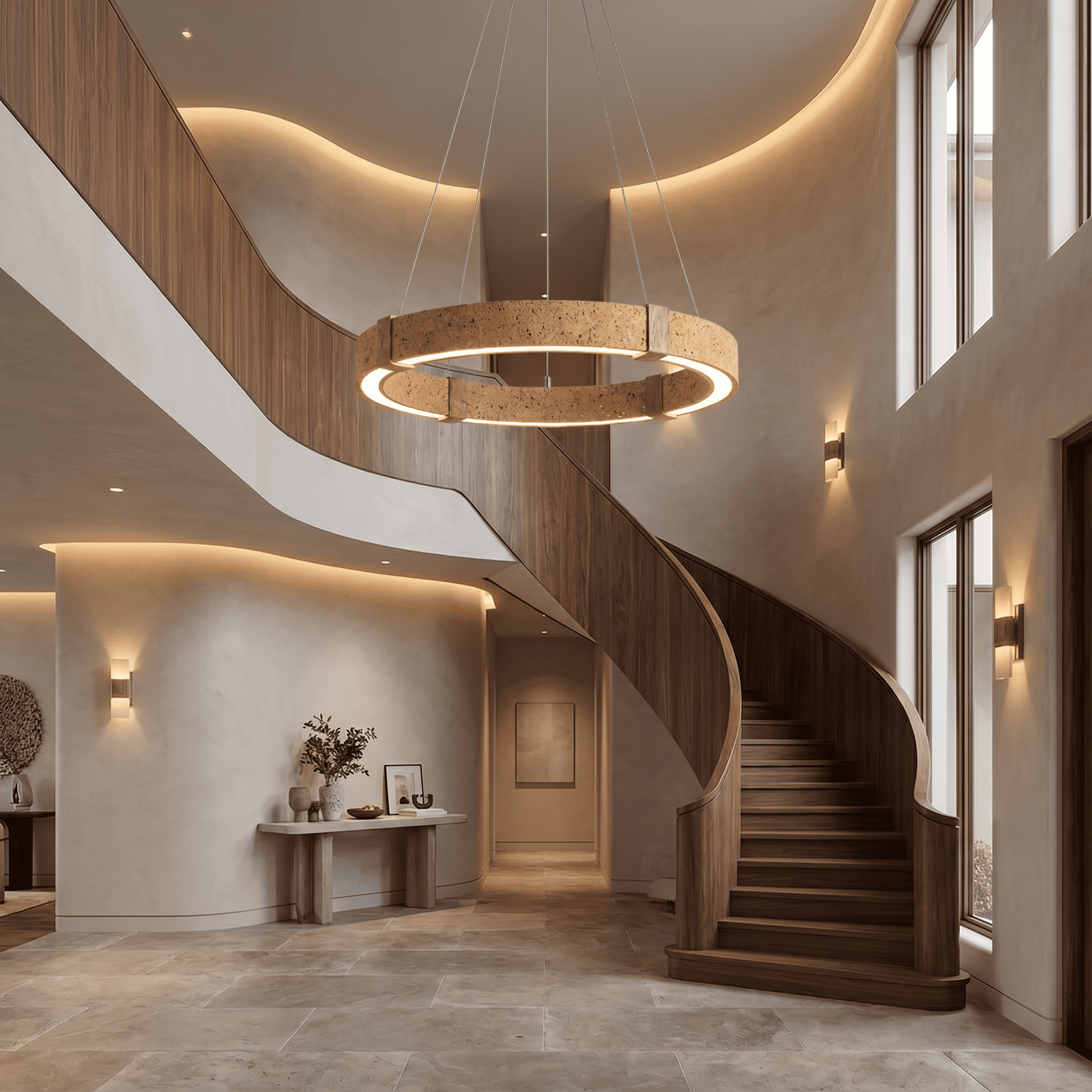 Keiro Travertine Ring Chandelier