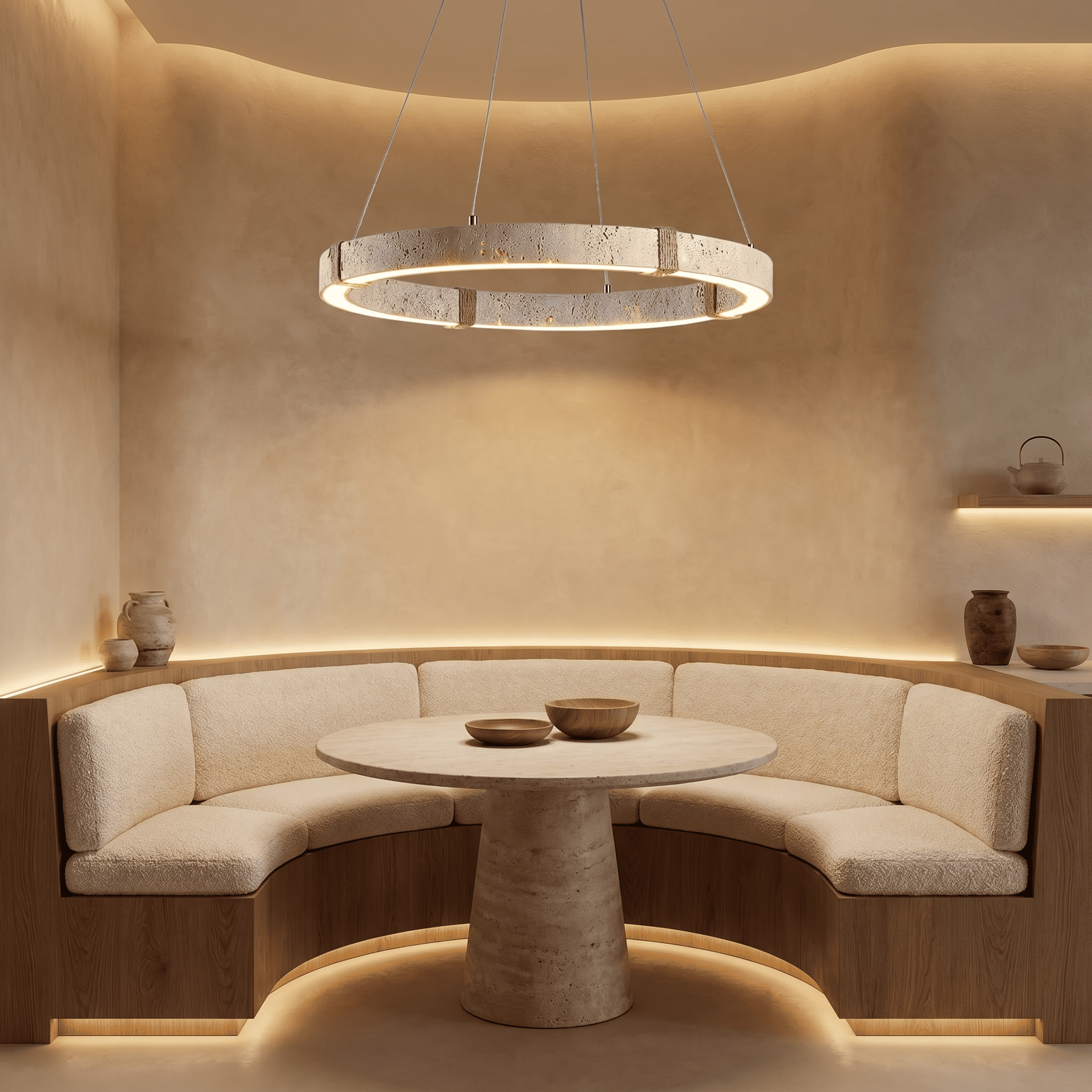 Keiro Travertine Ring Chandelier