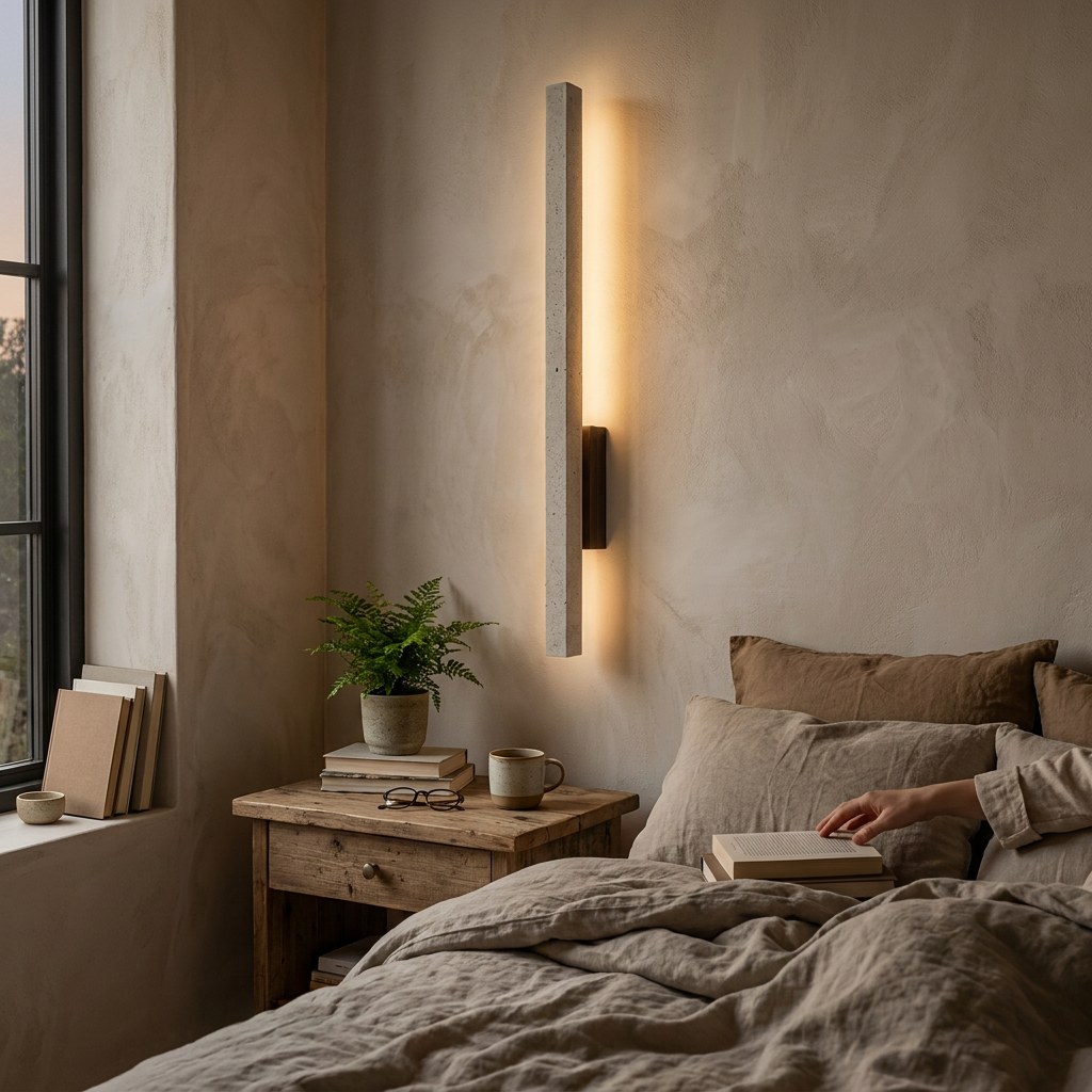 Elowen Slim Travertine Wall Lamp lifestyle