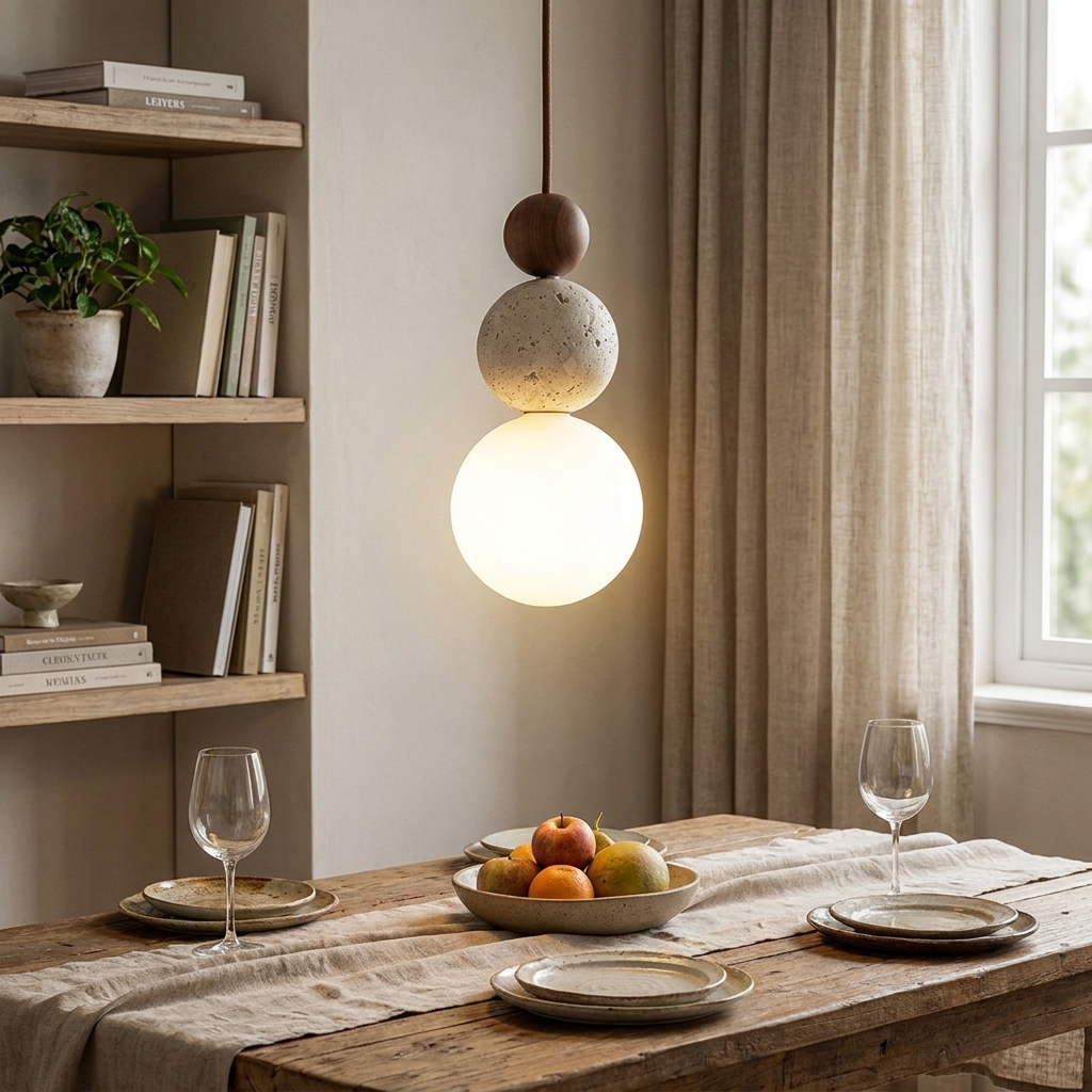 Alina Travertine Globe Pendant Light lifestyle