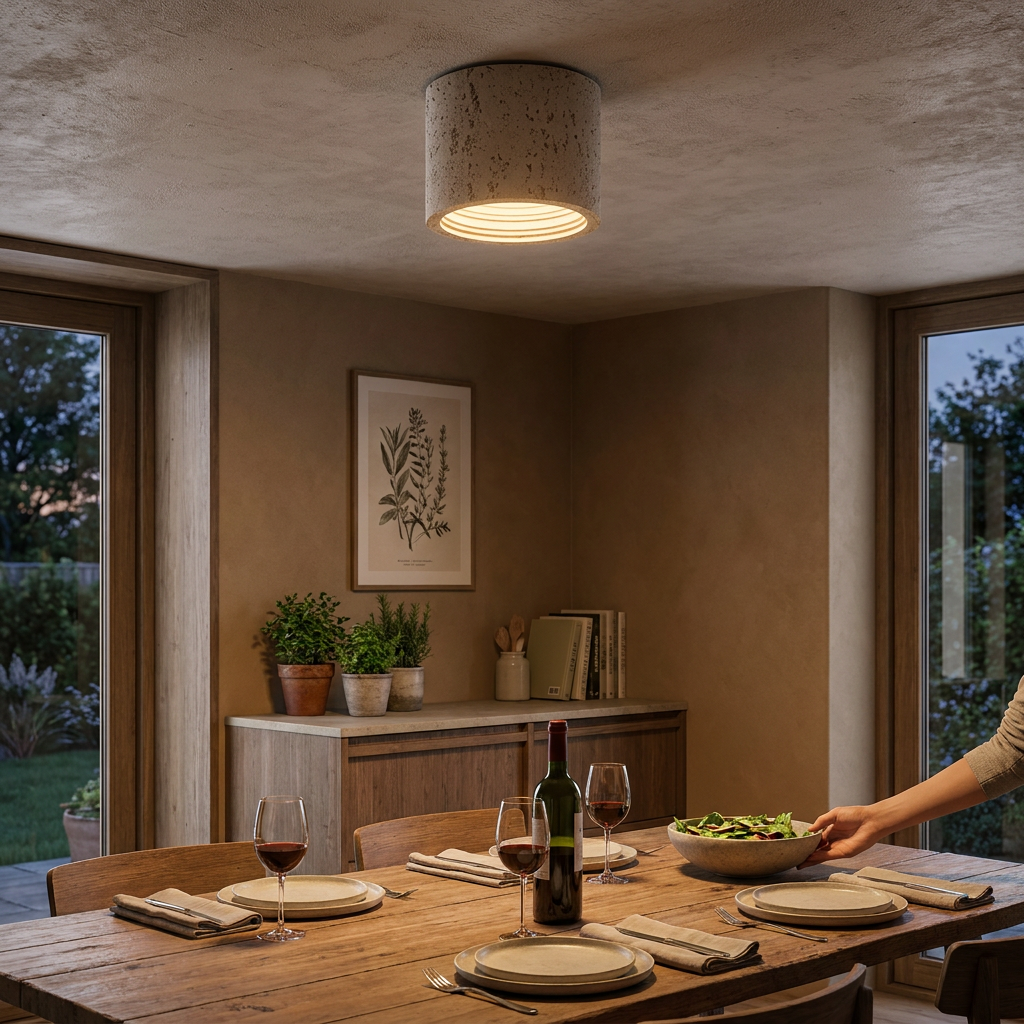 Hikari Travertine Cylinder Ceiling Light lifestyle