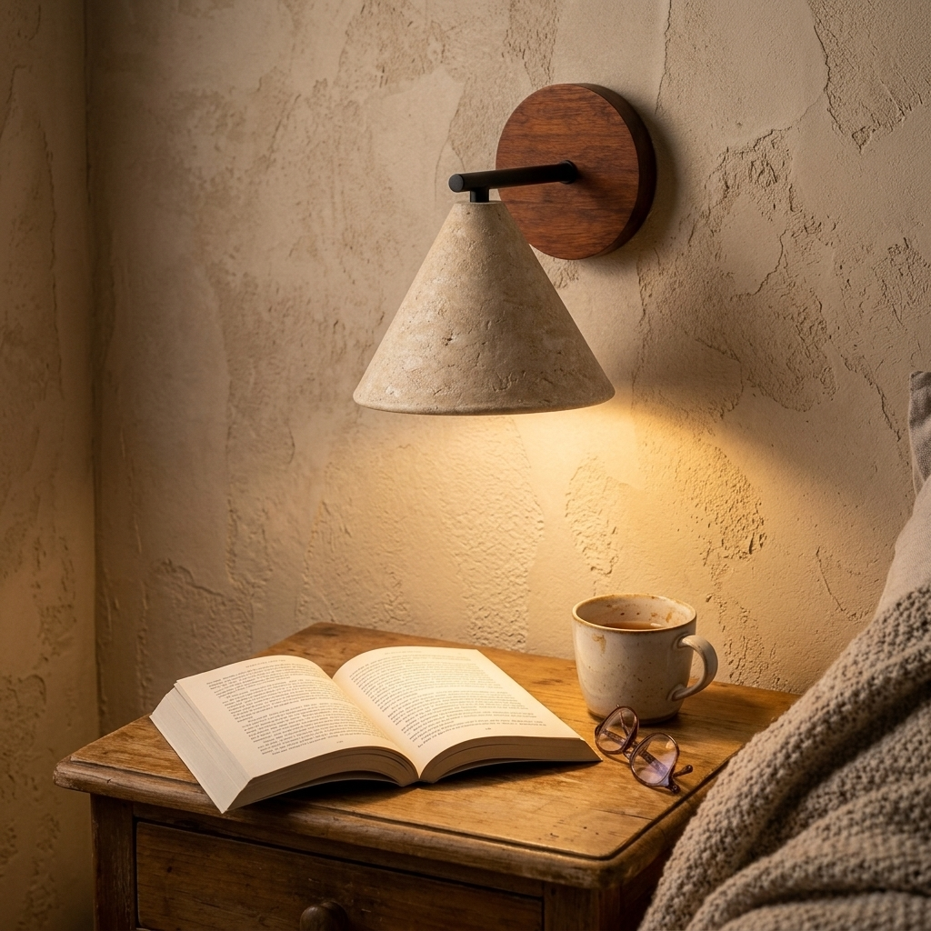 Linea Tapered Travertine Wall Light lifestyle