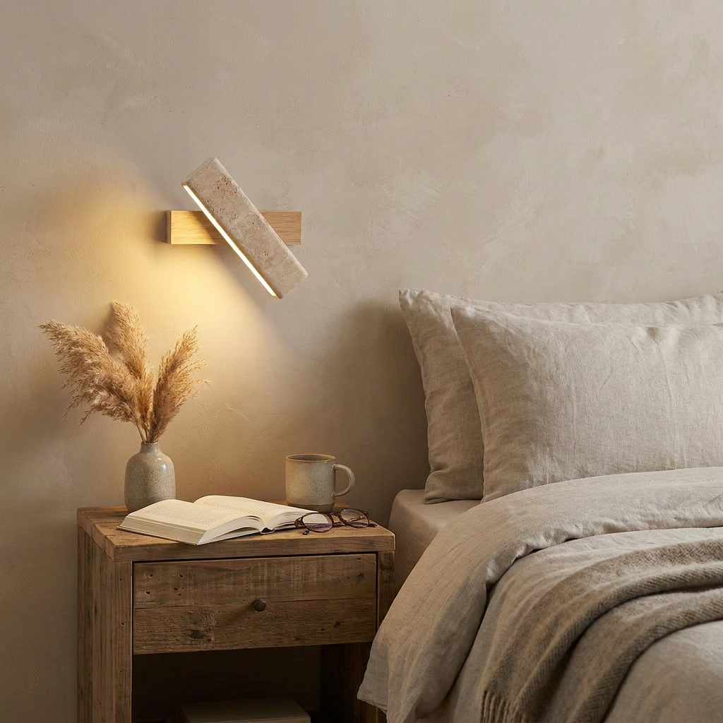 Aurelia Travertine Rotating Wall Light lifestyle