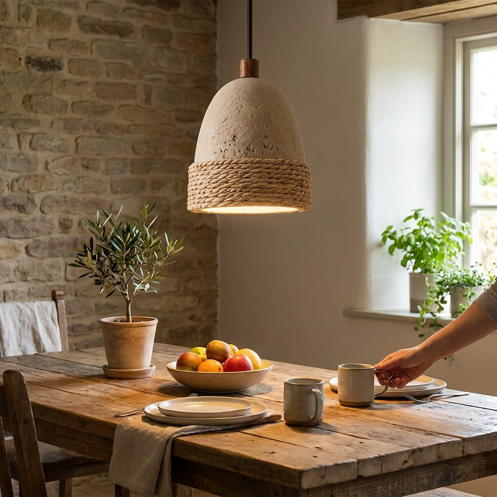 Amara Travertine Pendant Light lifestyle