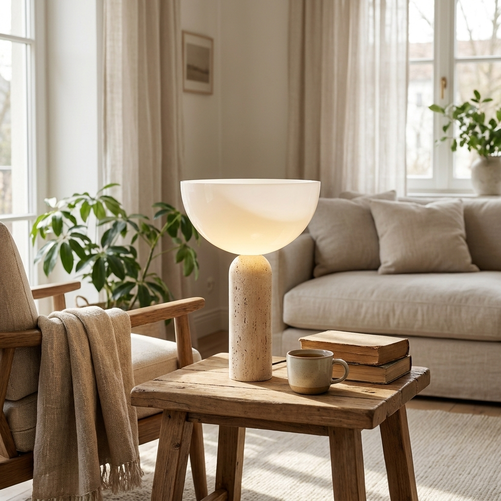 Maren Travertine Table Lamp lifestyle