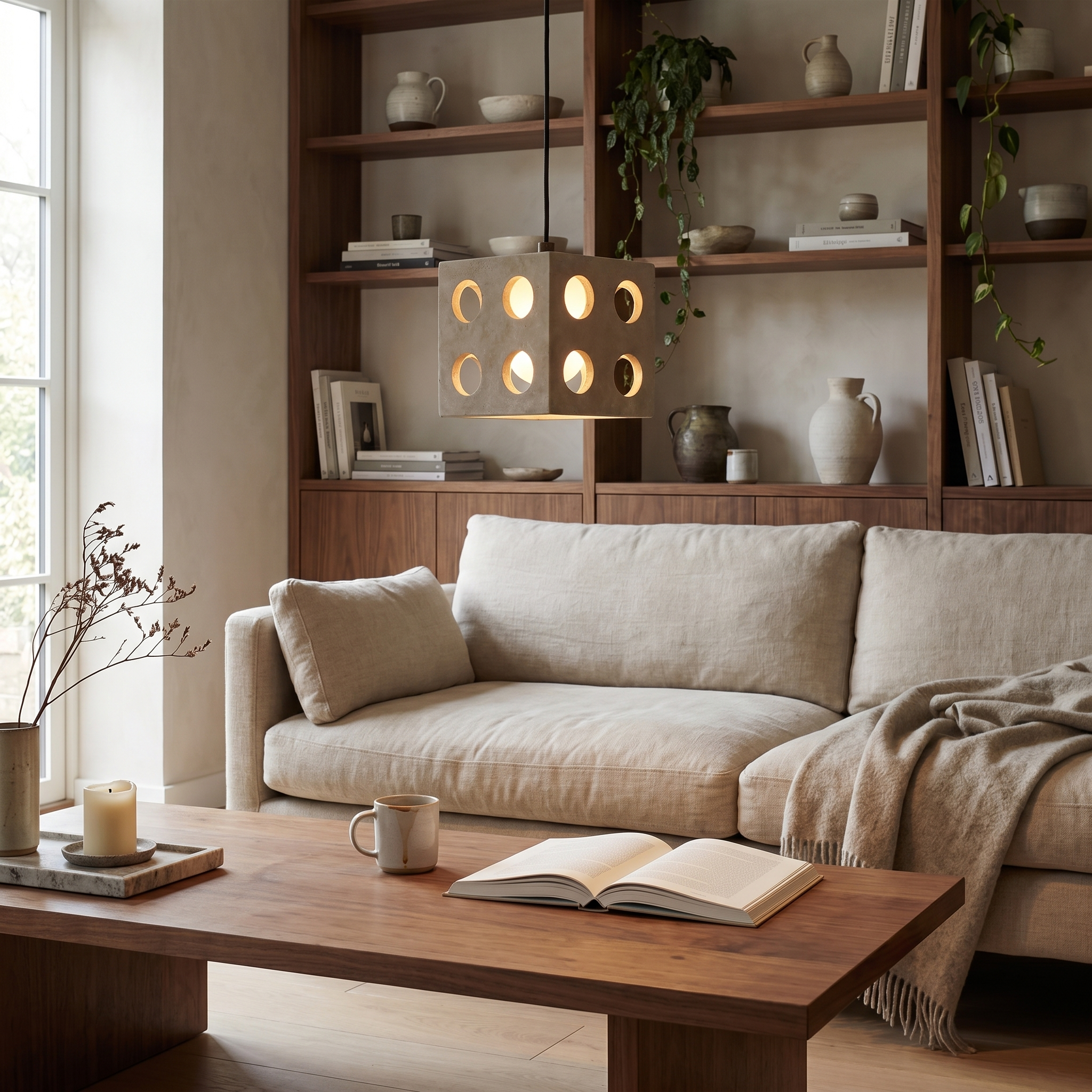Kiru Travertine Cube Pendant Light