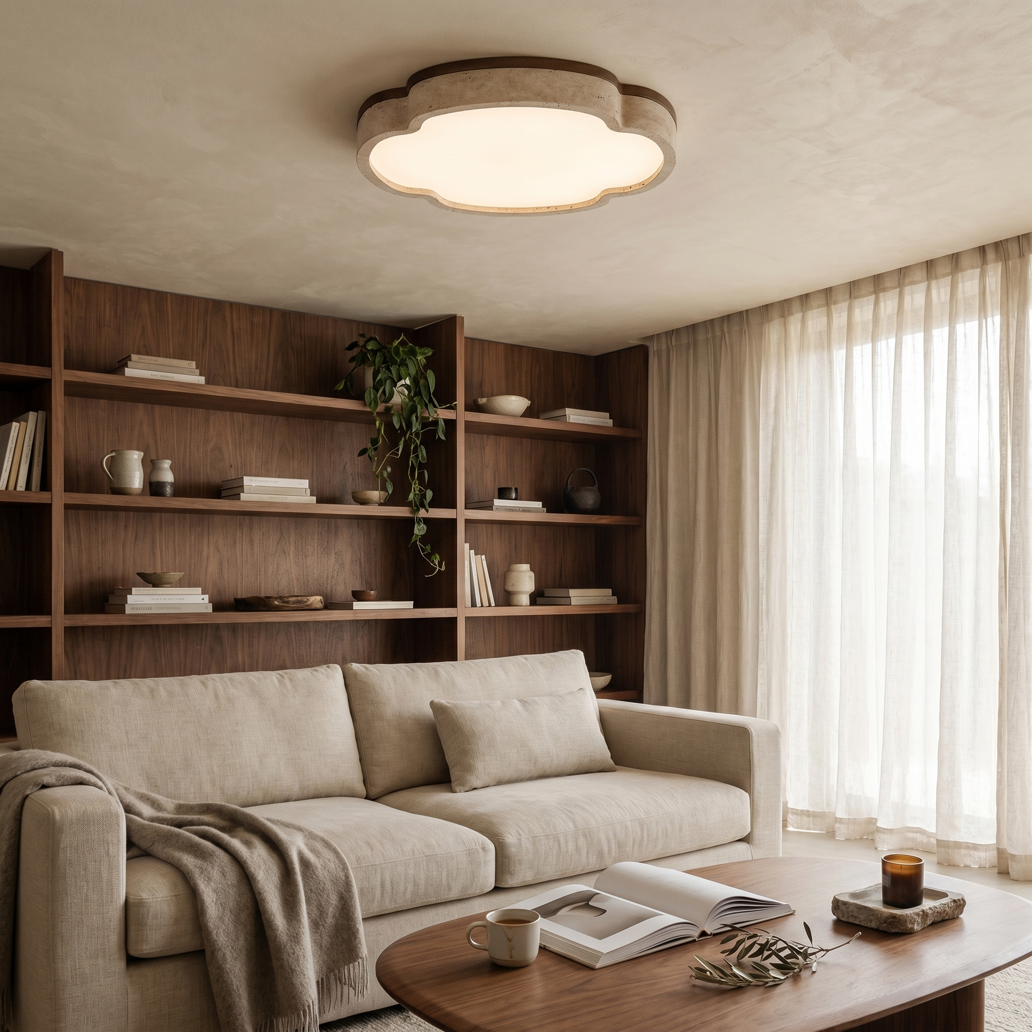 Tsuki Travertine Ceiling Light