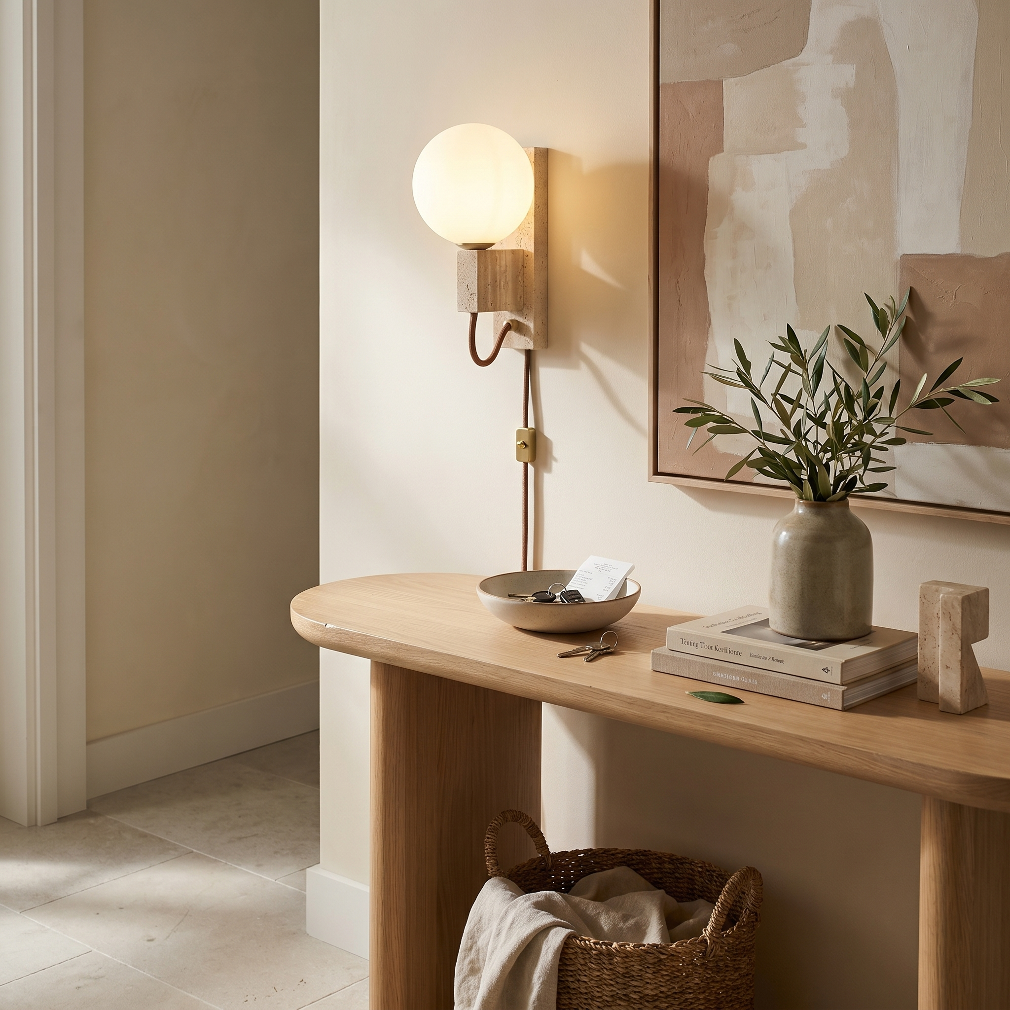 Hana Travertine Globe Wall Light