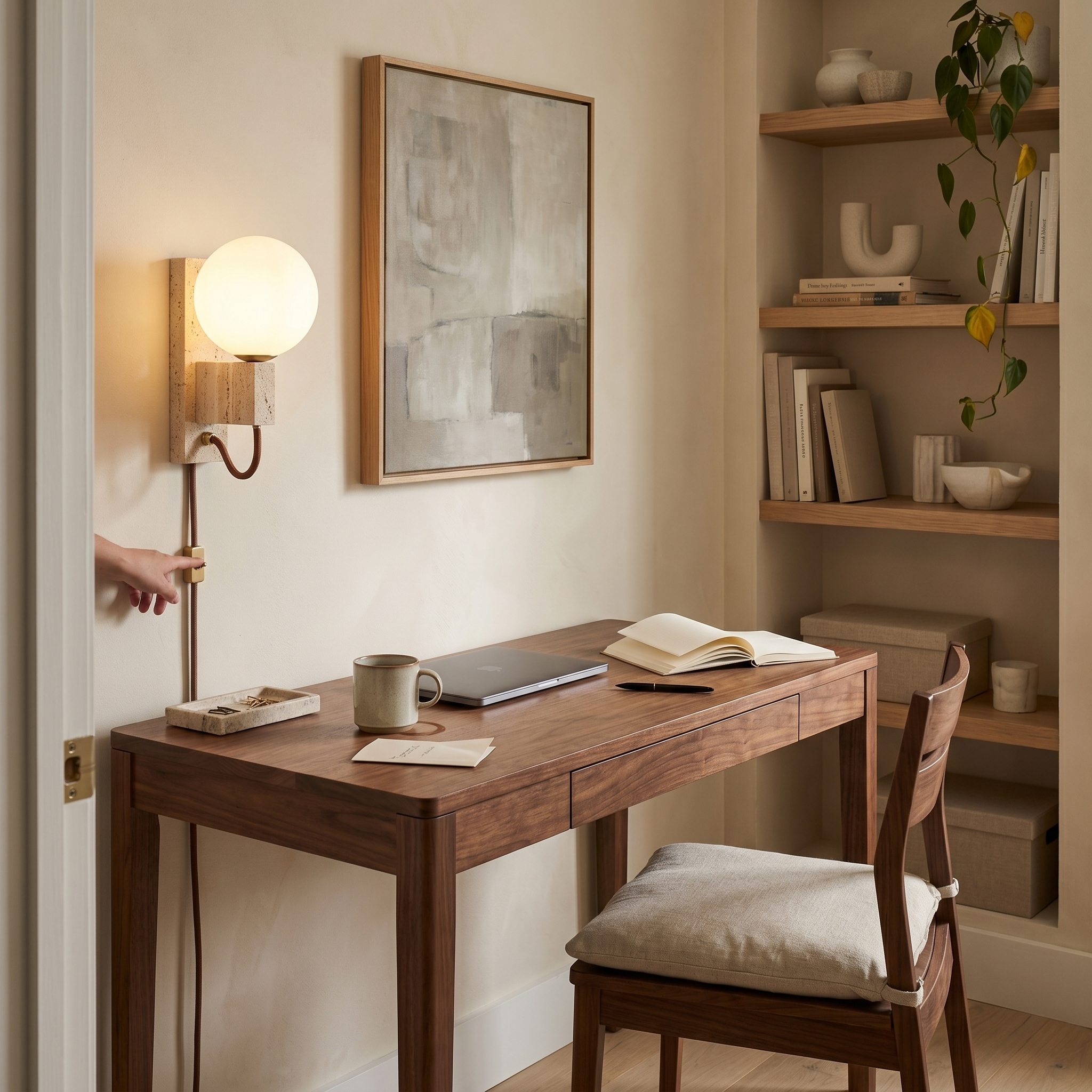 Hana Travertine Globe Wall Light