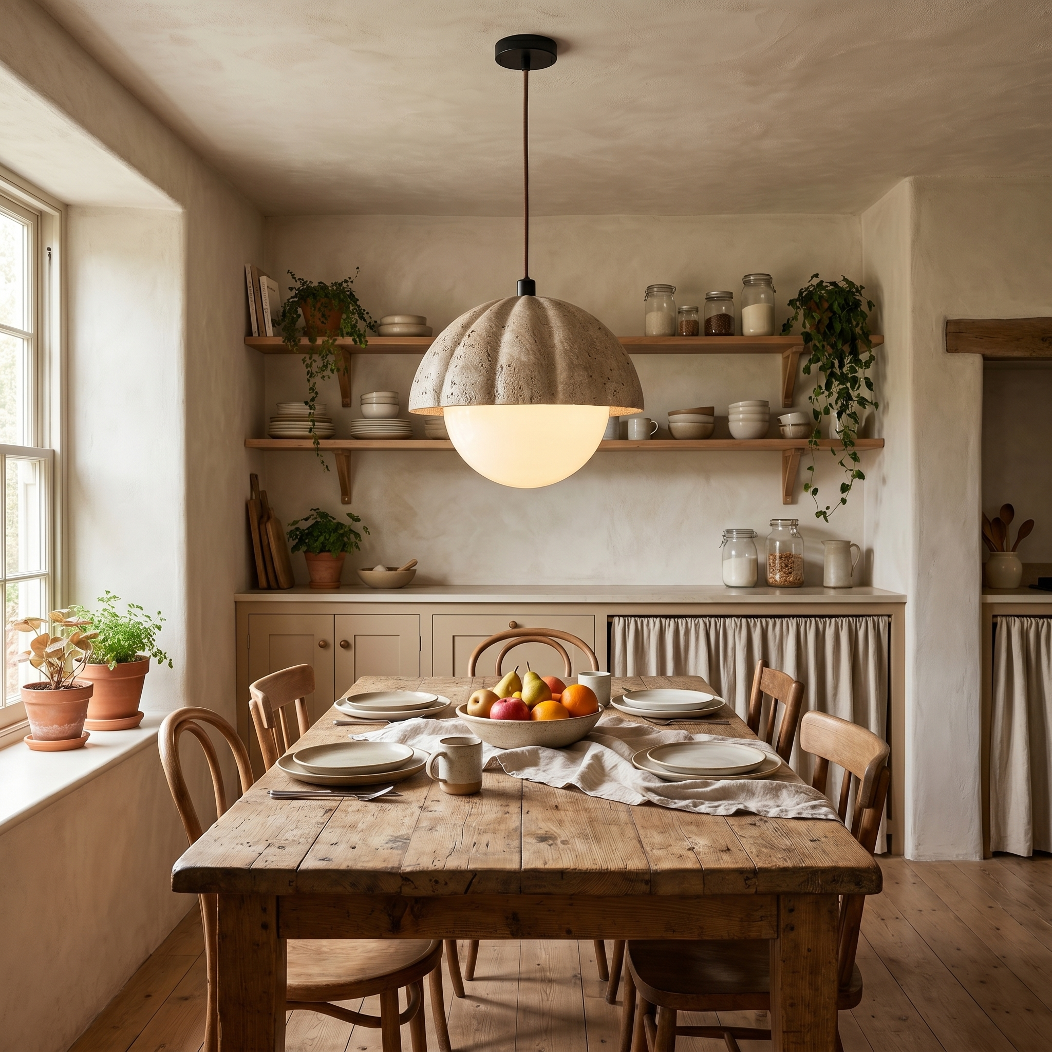 Yori Travertine Orb Pendant Light