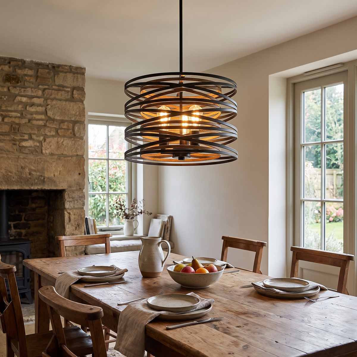 Black Iron Drum Pendant Light lifestyle 1