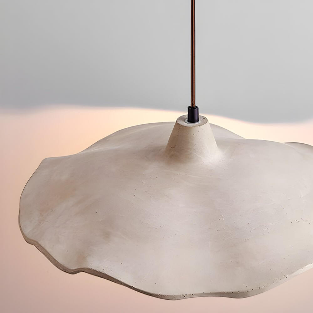 Pottery yellow cement pendant light with adjustable hanging cord, modern interior