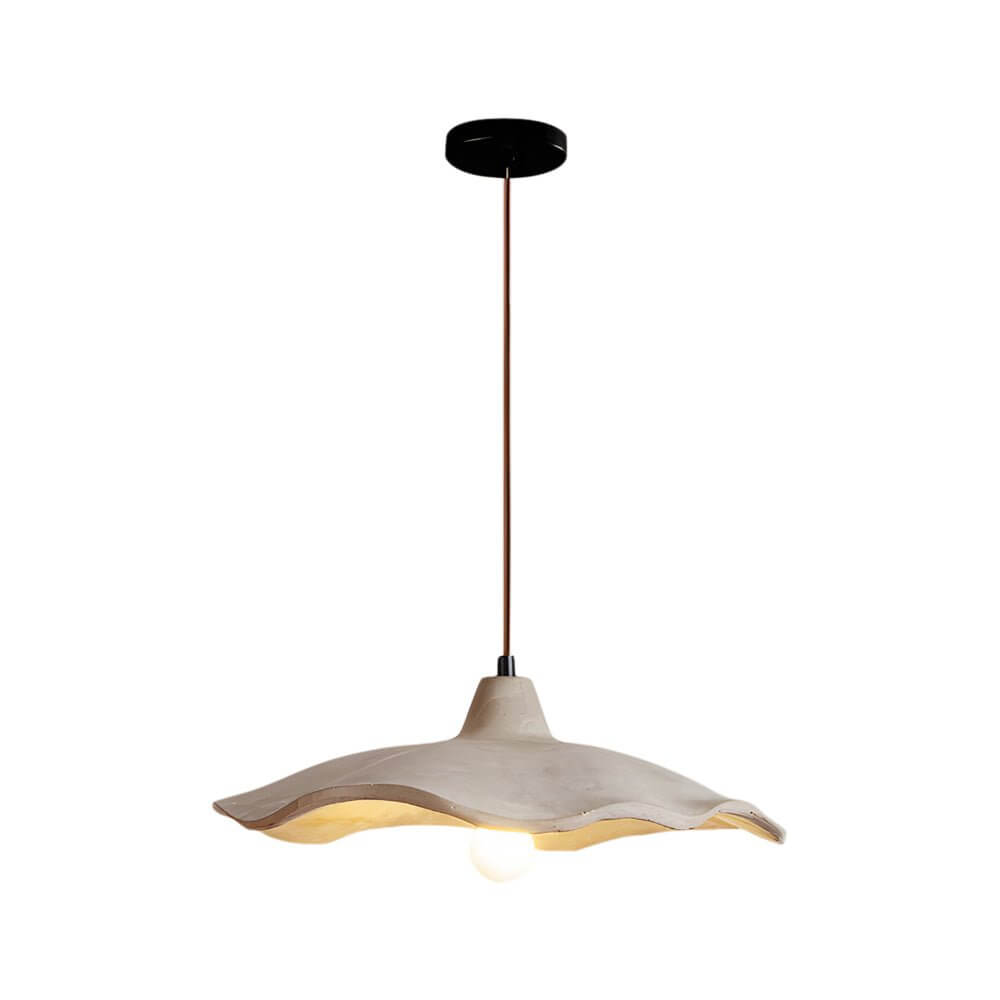 Aureon cement wave pendant light detail showing natural cement texture and shade form
