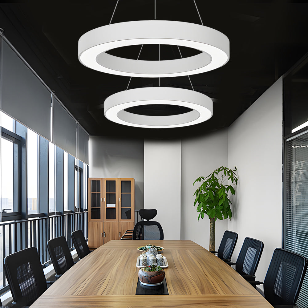 Aureon dimmable LED ring pendant light with adjustable brightness for office use