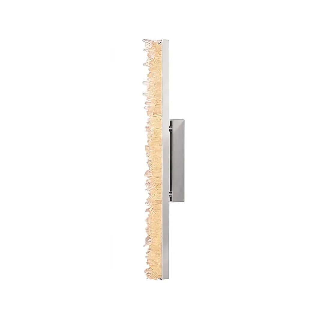 Niva crystal wall light in silver, tall 23.6-inch size, slim stainless steel and crystal sconce