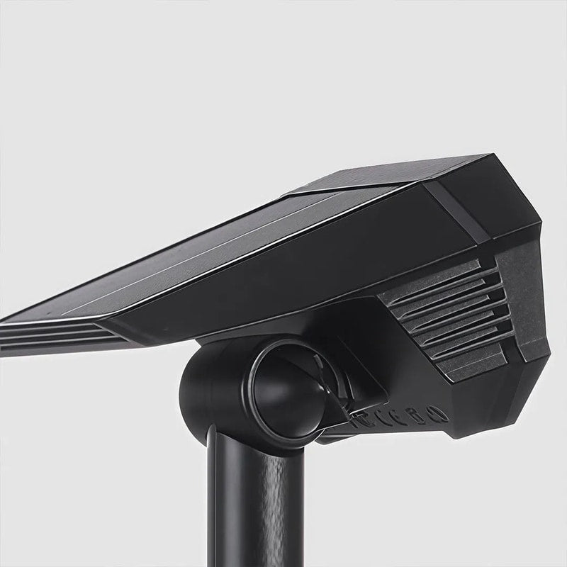 Solvara IP65 solar stake light in black finish shown from side profile