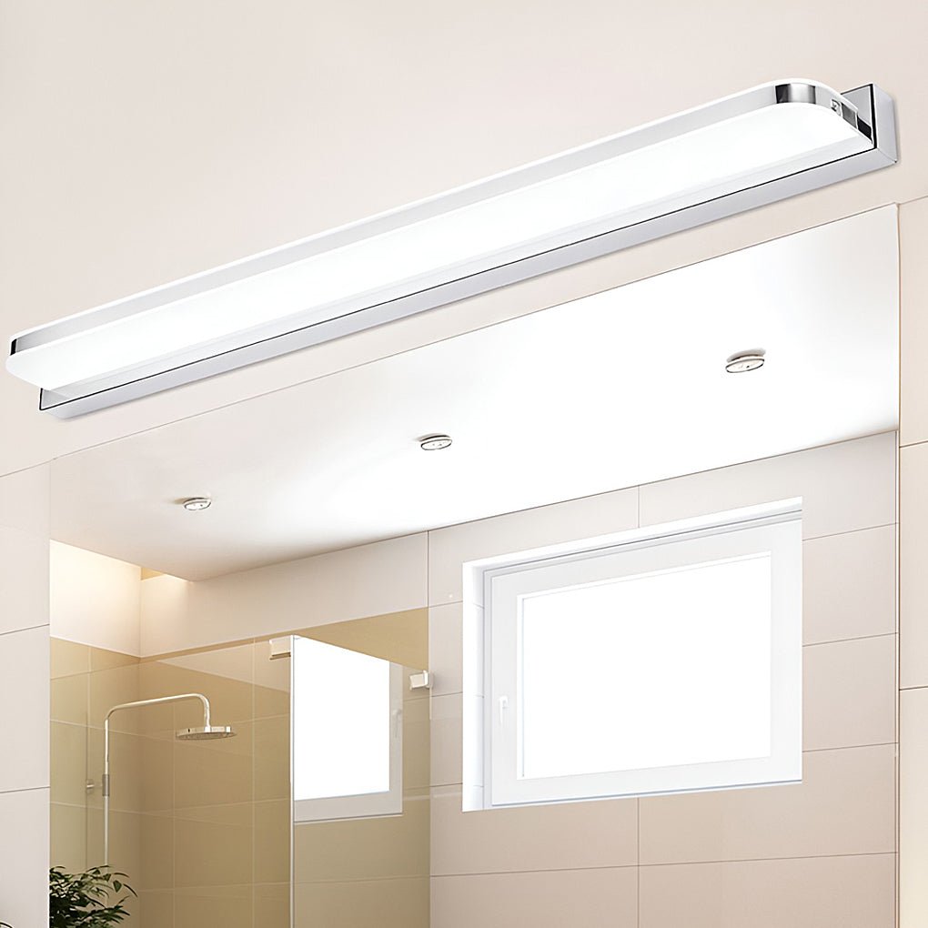 Viora LED bathroom vanity bar wall light in silver finish above a bathroom mirror