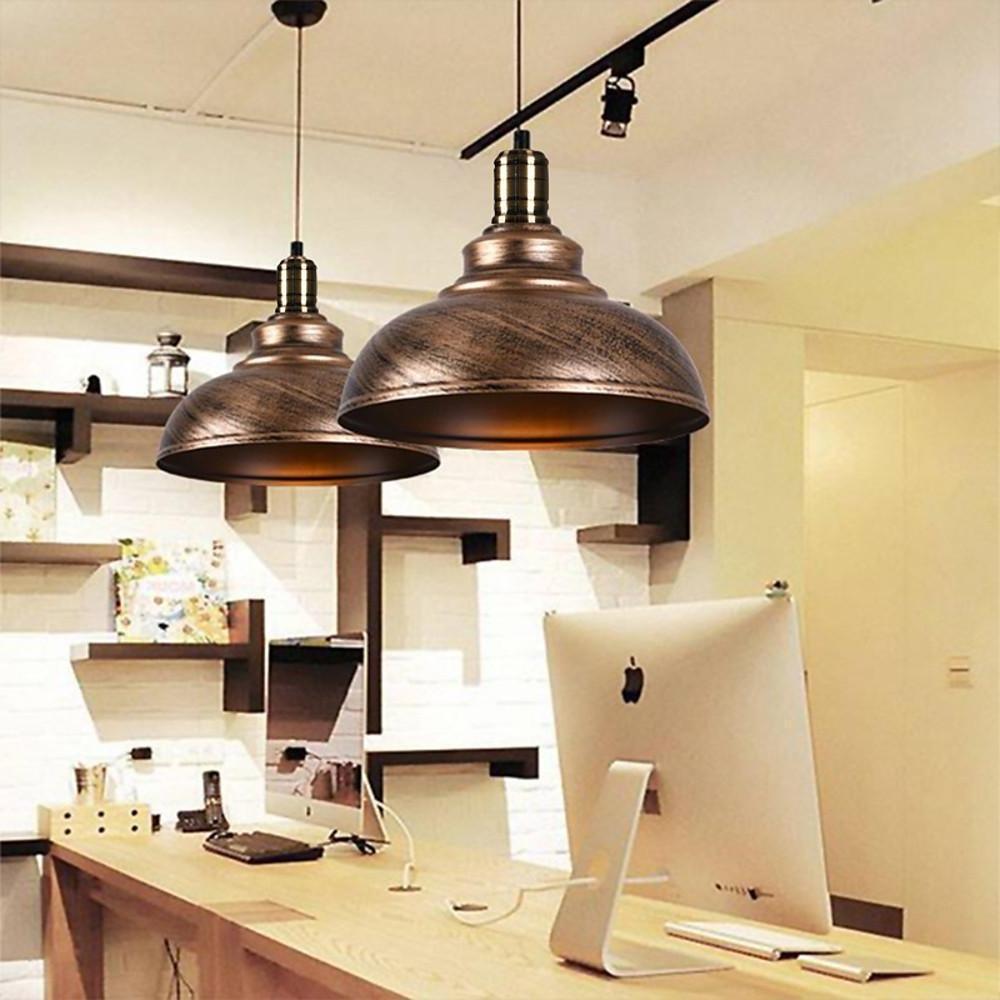 Close-up of Aureon dome pendant light shade in painted metal, modern industrial style