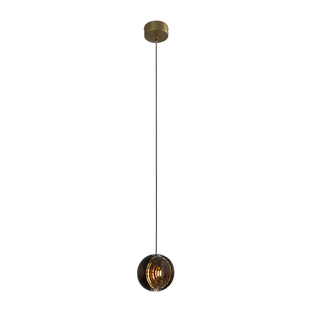 Technical dimension diagram for the Aureon pendant light showing structure and design details