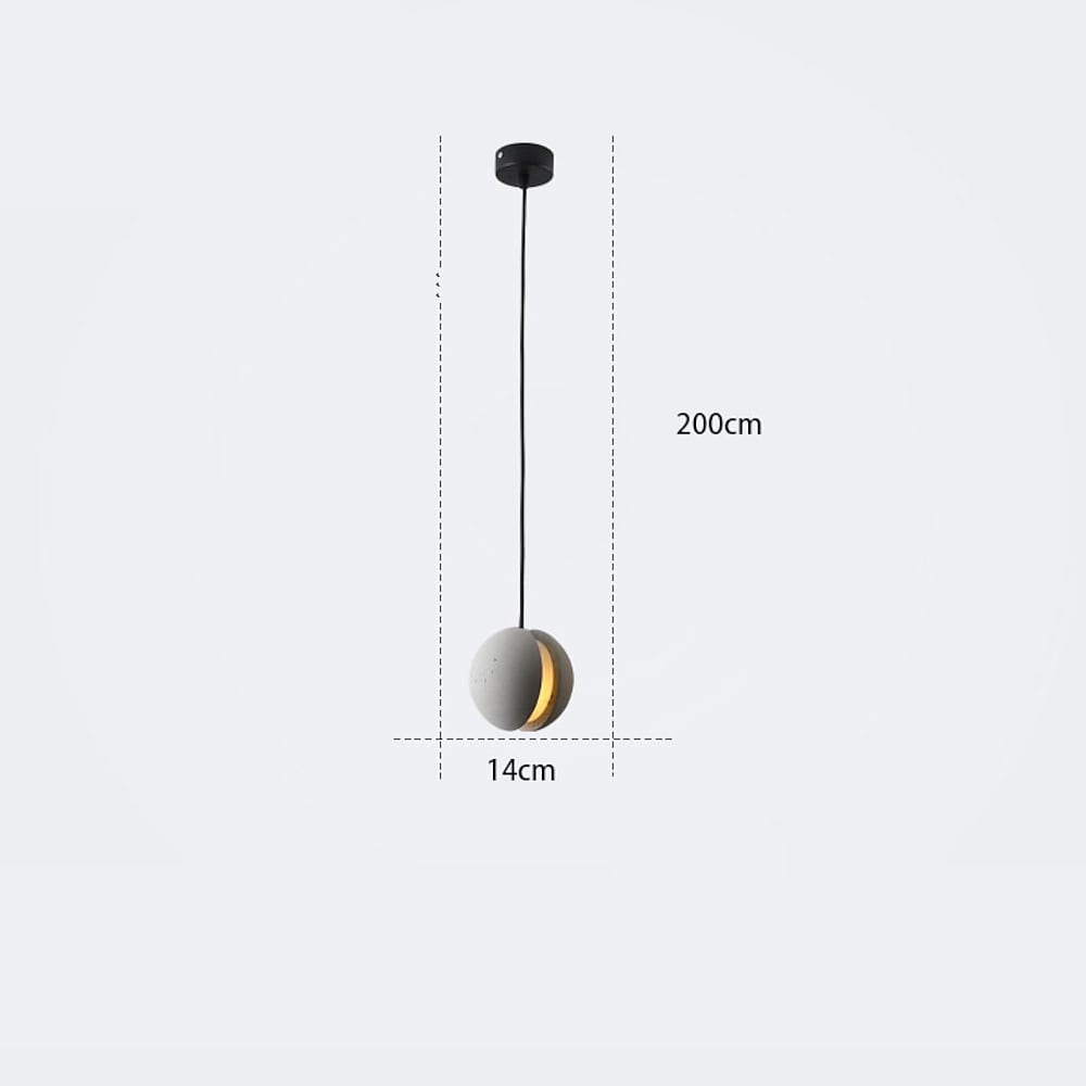 Close-up of Aureon matte cement sphere pendant light showing textured surface detail
