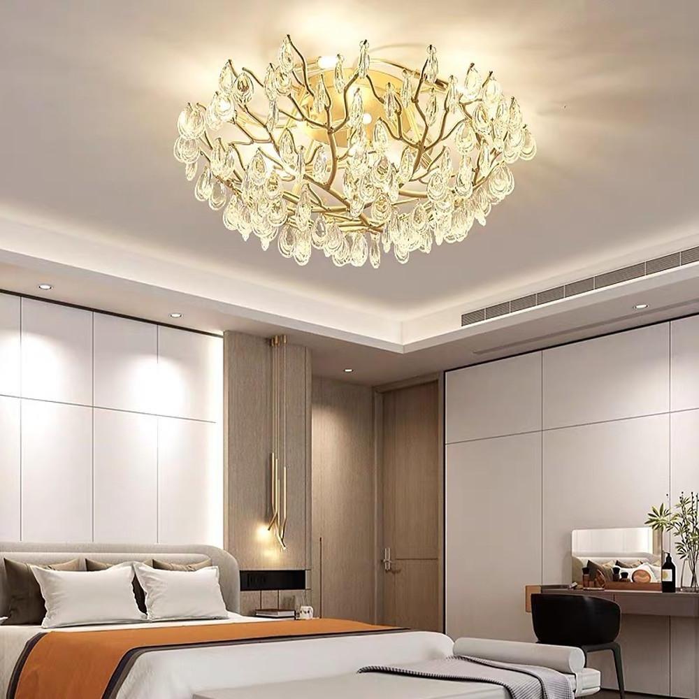 Auréline sputnik chandelier with crystal glass arms in a modern living room