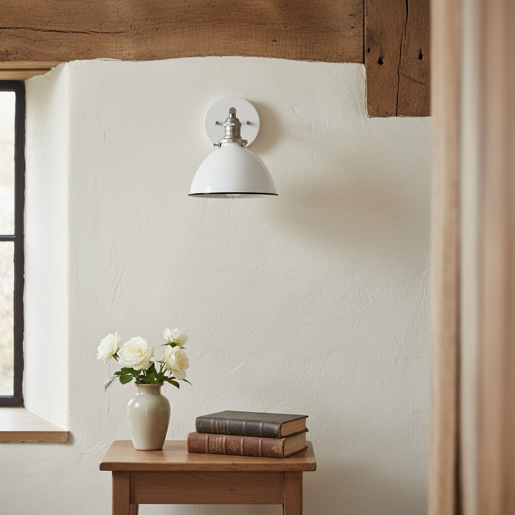 Vantara Conique Wall Sconce – White Metal Shade Light for Modern Interiors