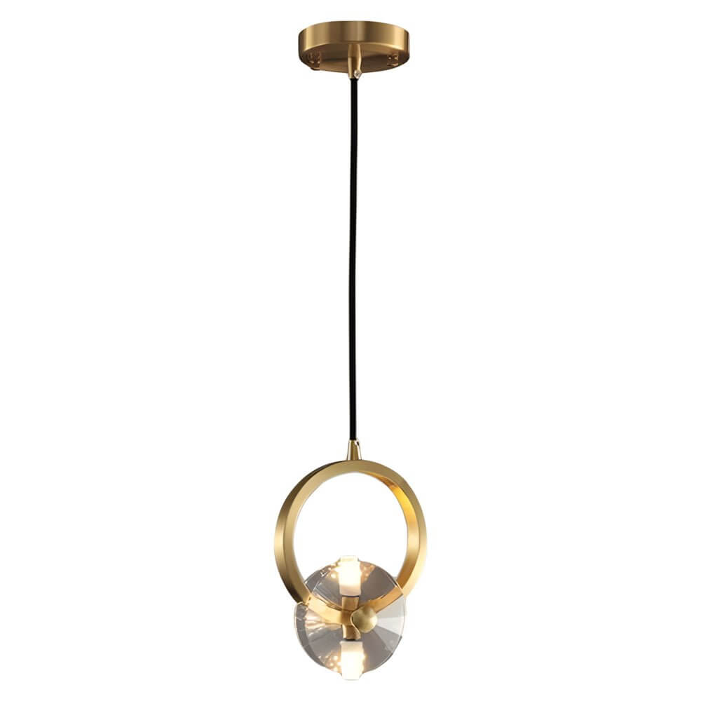 1-light round copper pendant with crystal shade, neutral white color temperature